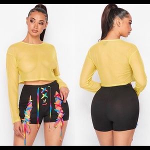 Yellow see thru mesh top